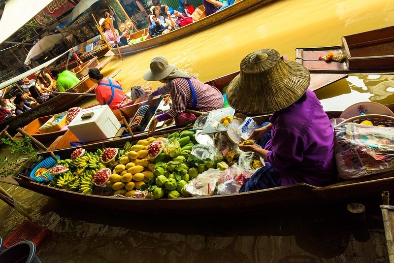 Damnoen Saduak Floating Market and River Kwai Bridge