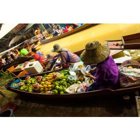 Damnoen Saduak Floating Market and River Kwai Bridge