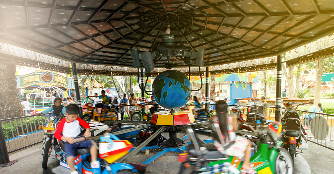 Siam Park City Bangkok Thailand Mini Motorcycle Ride in Small World