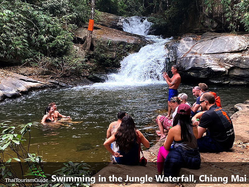 Swimming in the jungle at Pha Dow Seaw Waterfall